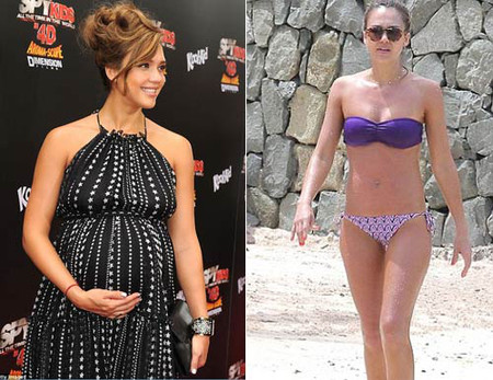 Nữ diễn viên Jessica Alba trước và sau khi sinh nở. 